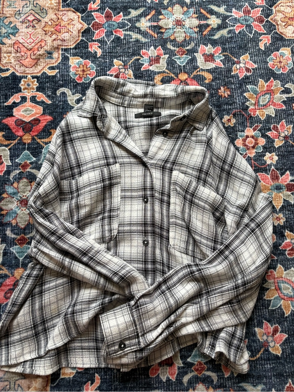 Forever 21 Black and White Plaid Button-Down Shirt
